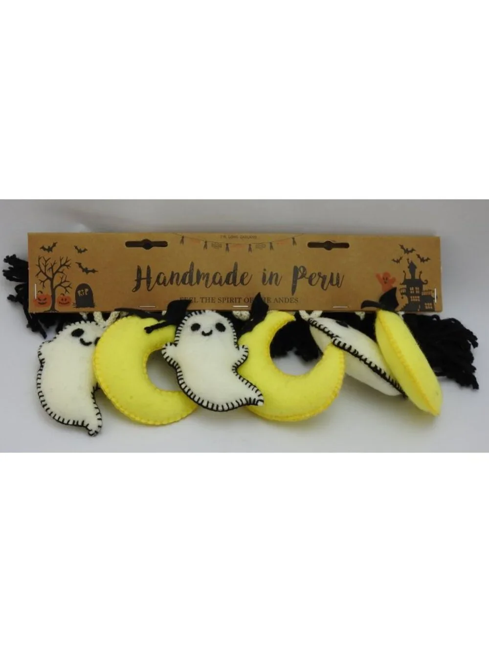 Axayu Handmade In Peru Halloween Ghost Moon Garland 7 Ft Felt Witch Hat Decor